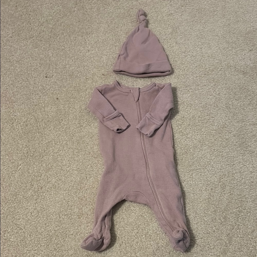 Quincy Mae Maeve Waffle Footie and Hat Set